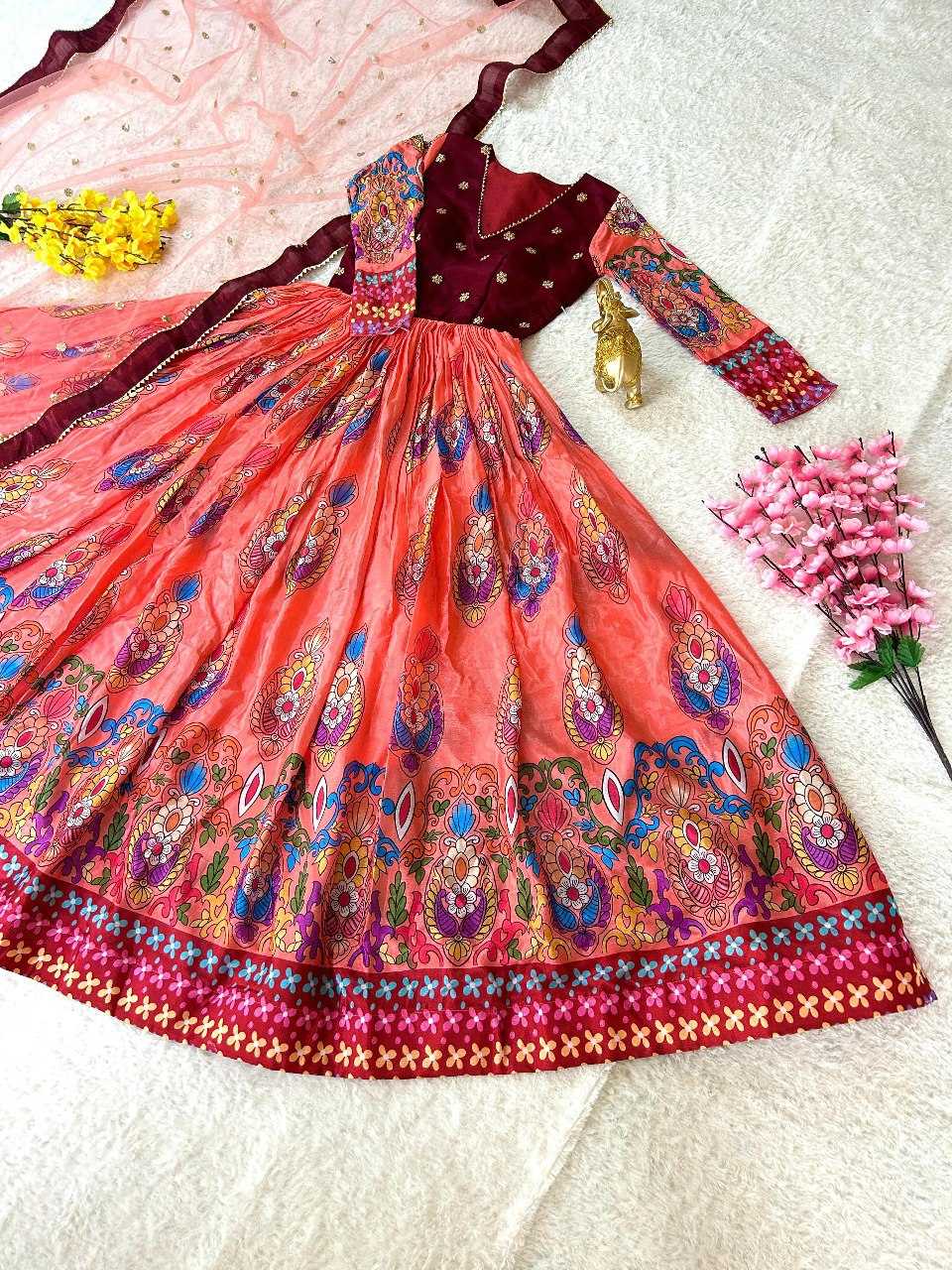 Chinon Silk Kesh108 5576 Gowns  Fancy Anarkali Printed Gowns