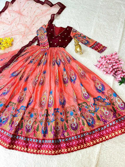 Chinon Silk Kesh108 5576 Gowns  Fancy Anarkali Printed Gowns