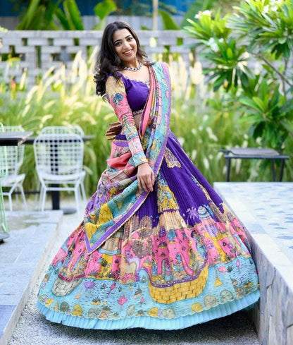 Chinon Silk Kesh108 5579 Lehengas  Kalamkari Fancy Traditional Lehengas