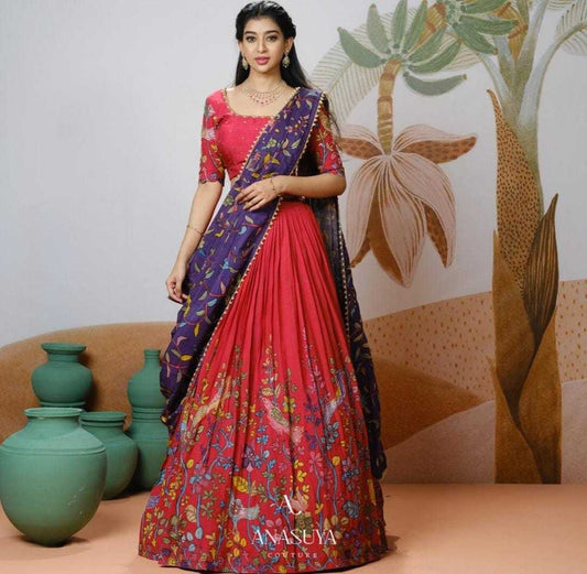 Chinon Silk Kesh108 5582 Lehengas  Kalamkari Fancy Traditional Lehengas