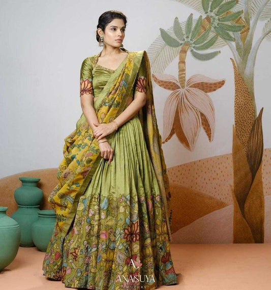 Chinon Silk Kesh108 5584 Lehengas  Kalamkari Fancy Traditional Lehengas