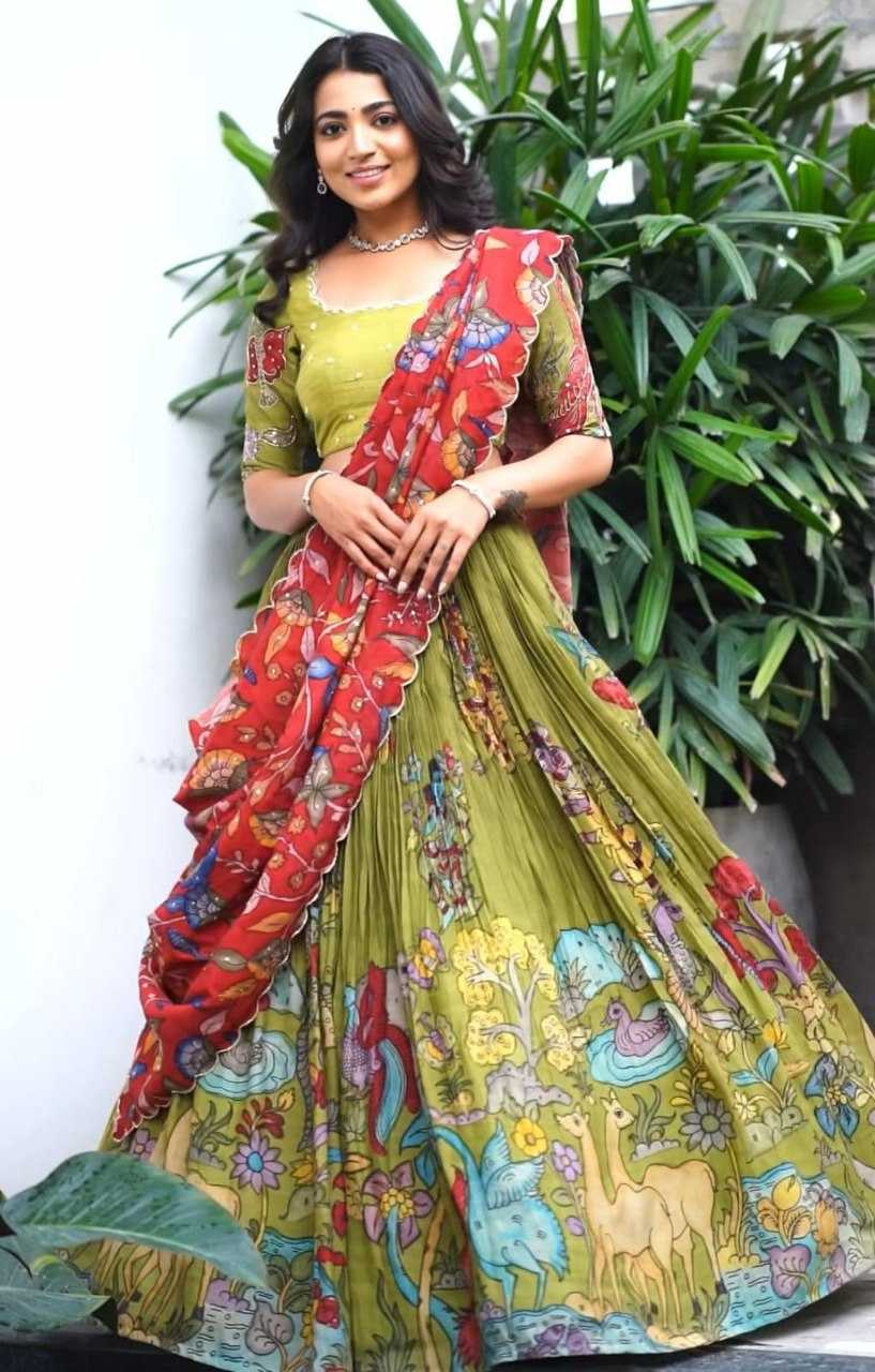 Chinon Silk Kesh108 5586 Lehengas  Kalamkari Fancy Traditional Lehengas