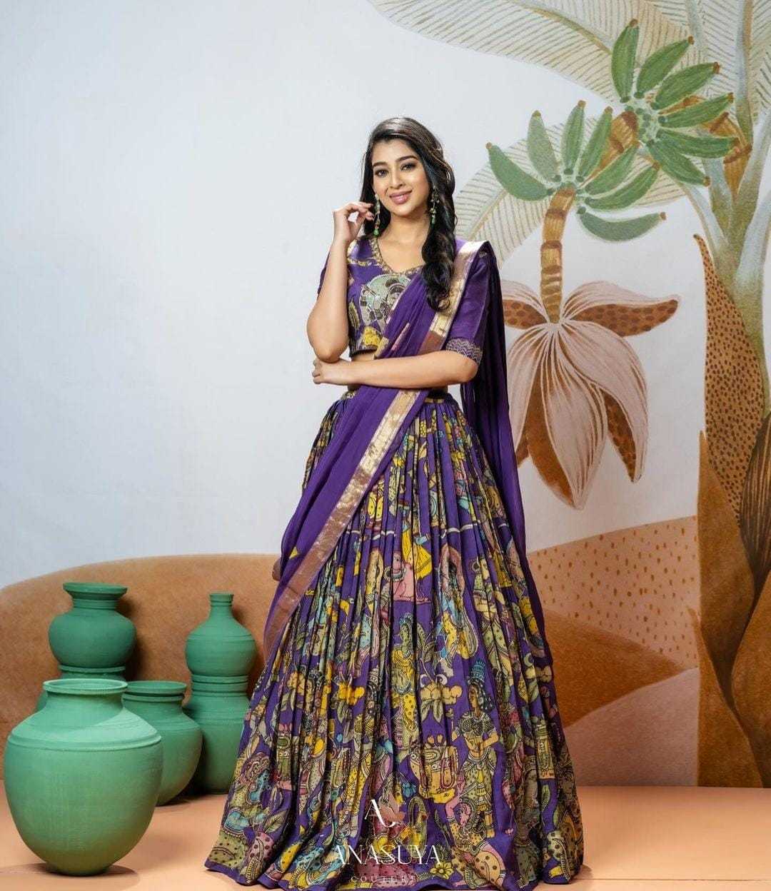 Chinon Silk Kesh108 5587 Lehengas  Kalamkari Fancy Traditional Lehengas