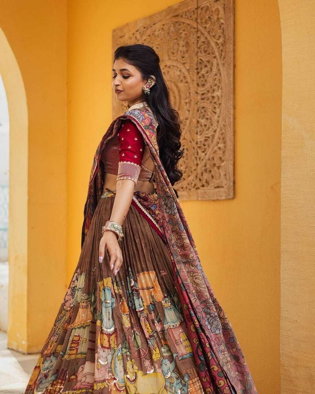 Chinon Silk Kesh108 5589 Lehengas  Kalamkari Fancy Traditional Lehengas