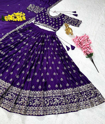 Chinon Silk Kesh108 5604 Lehengas  Designer Traditional Embroidered Lehengas