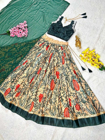 Chinon Silk Kesh108 5615 Lehengas  Kalamkari Silk Printed Lehengas