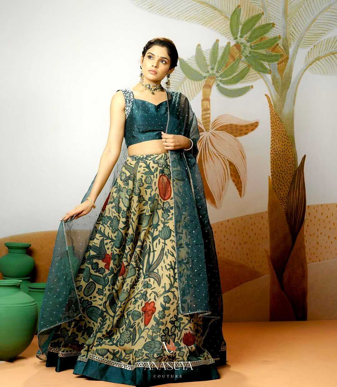 Chinon Silk Kesh108 5615 Lehengas  Kalamkari Silk Printed Lehengas