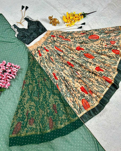 Chinon Silk Kesh108 5615 Lehengas  Kalamkari Silk Printed Lehengas