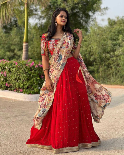 Chinon Silk Kesh108 5620 Lehengas  Silk Printed Embroidered Lehengas