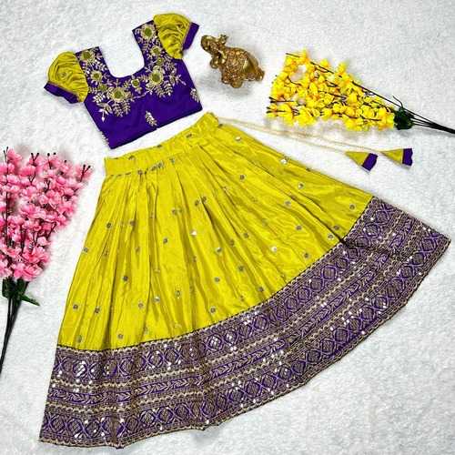 Chinon Silk Kesh109 Rrkt67 Kids Wear  Kids Lehengas