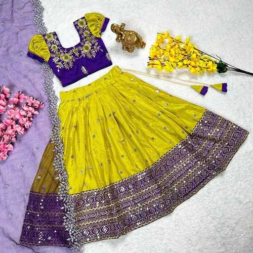 Chinon Silk Kesh109 Rrkt67 Kids Wear  Kids Lehengas