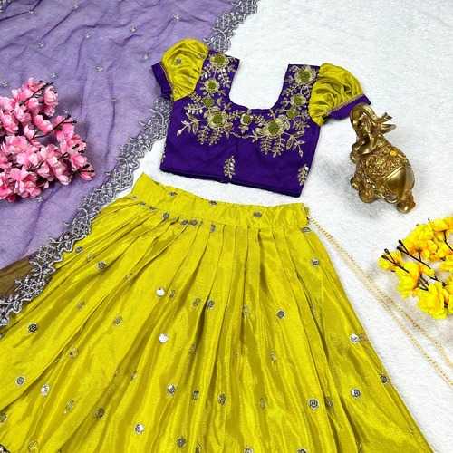 Chinon Silk Kesh109 Rrkt67 Kids Wear  Kids Lehengas