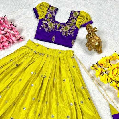 Chinon Silk Kesh109 Rrkt67 Kids Wear  Kids Lehengas