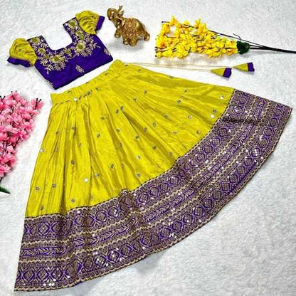 Chinon Silk Kesh109 Rrkt67 Kids Wear  Kids Lehengas