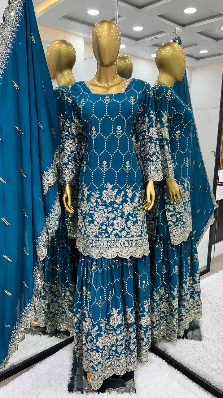 Chinon Silk Kesh121 1616 Suits & Dresses  Sharara Salwar Embroidery Ladies Silk Ladies Party Wear Suits