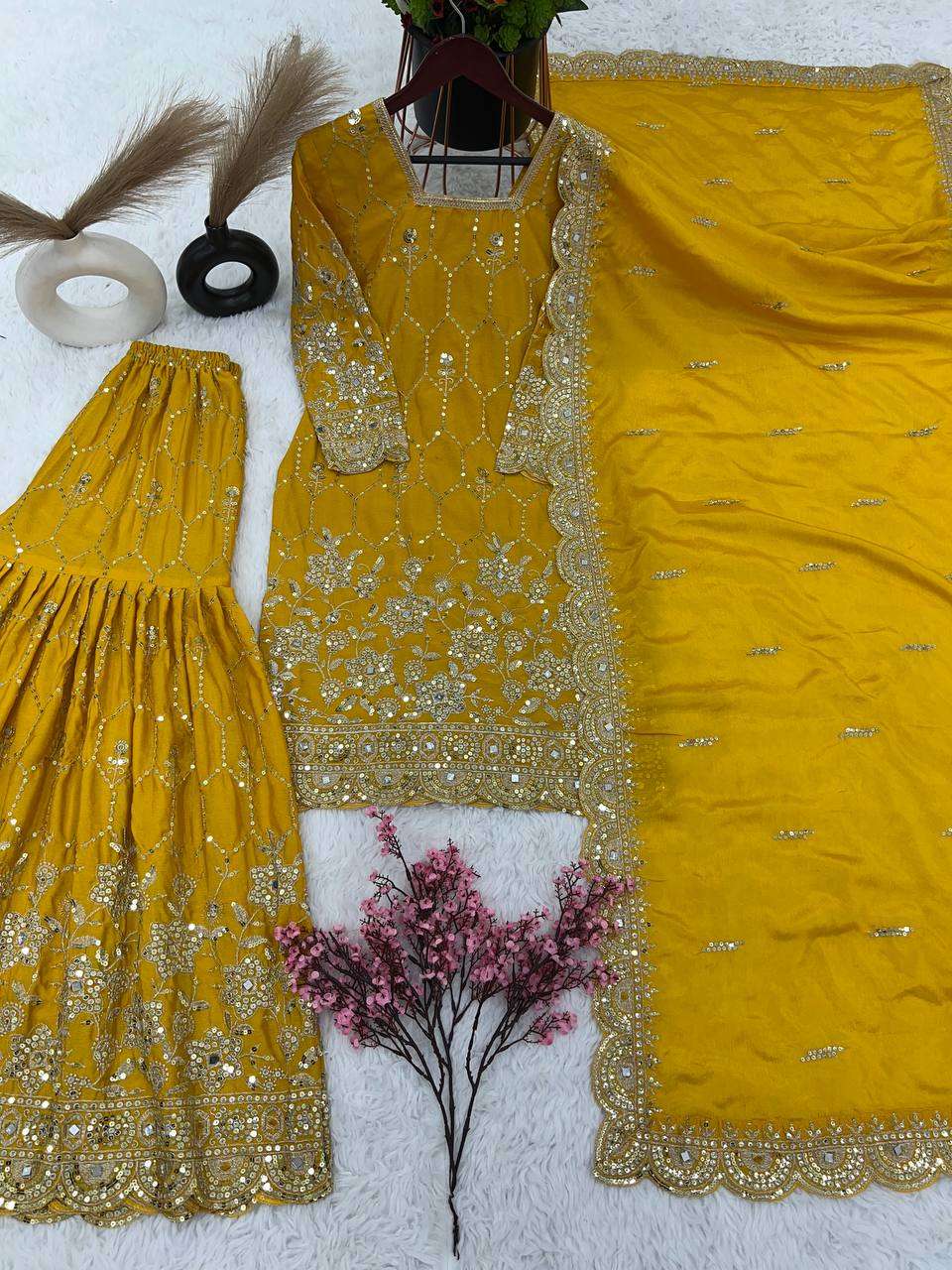 Chinon Silk Kesh121 1616 Suits & Dresses  Sharara Salwar Embroidery Ladies Silk Ladies Party Wear Suits