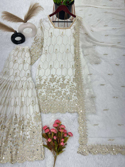 Chinon Silk Kesh121 1616 Suits & Dresses  Sharara Salwar Embroidery Ladies Silk Ladies Party Wear Suits