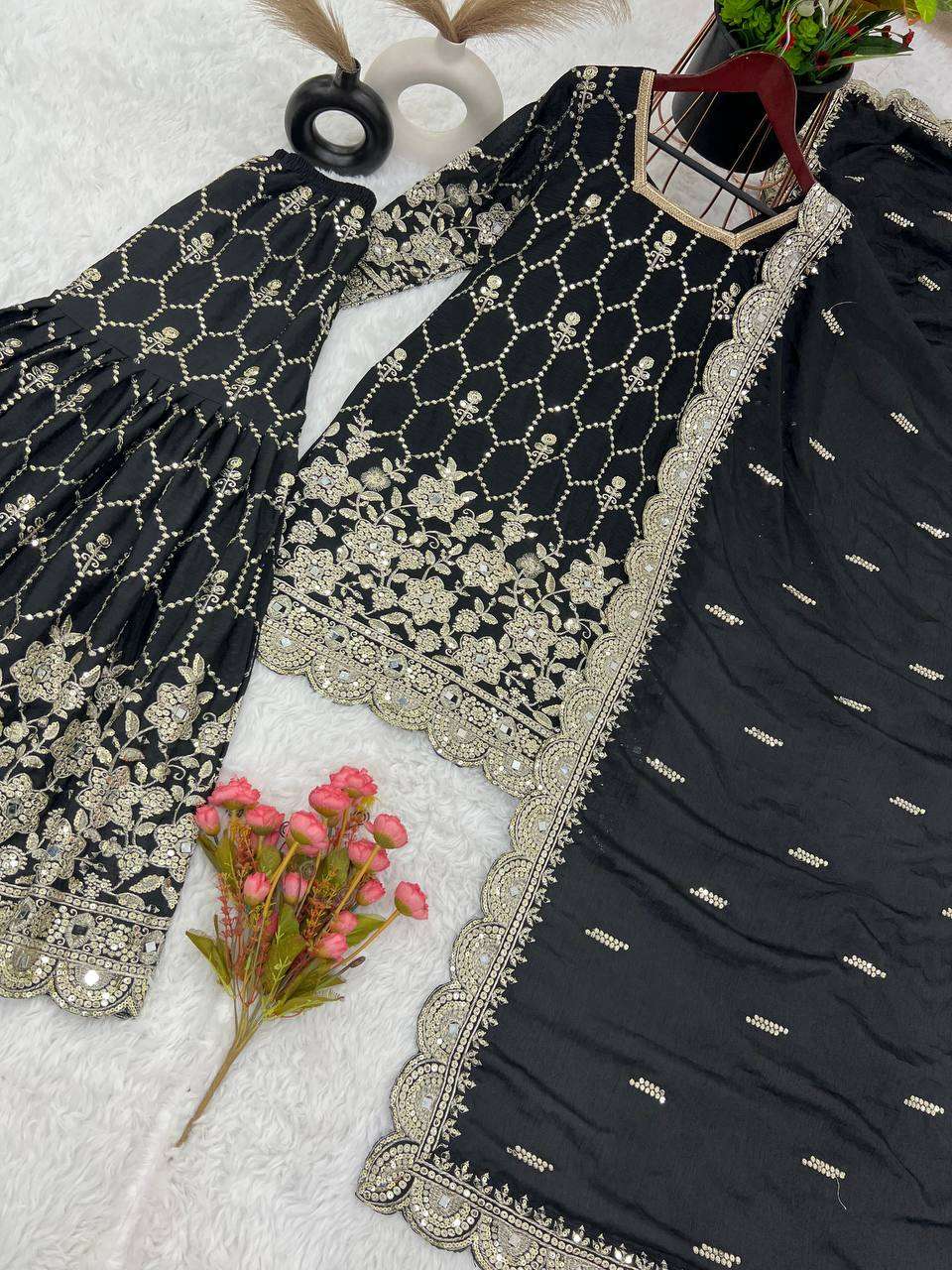 Chinon Silk Kesh121 1616 Suits & Dresses  Sharara Salwar Embroidery Ladies Silk Ladies Party Wear Suits