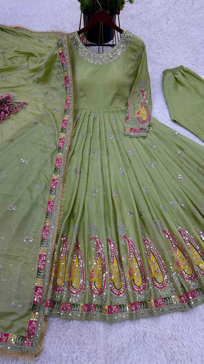 Chinon Silk Kesh121 1621 Gowns  Embroidery Anarkali Party Long Work Gowns