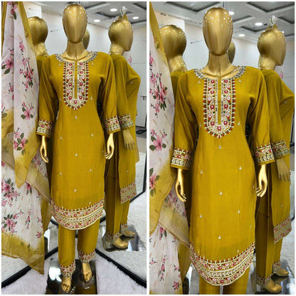 Chinon Silk Kesh121 1622 Suits & Dresses  Embroidery Palazzo Ladies Silk Ladies Party Wear Suits