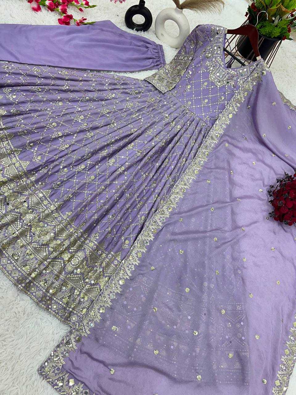 Chinon Silk Kesh121 1626 Gowns  Embroidery Anarkali Long Wedding Gowns