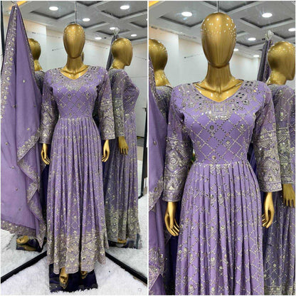 Chinon Silk Kesh121 1626 Gowns  Embroidery Anarkali Long Wedding Gowns