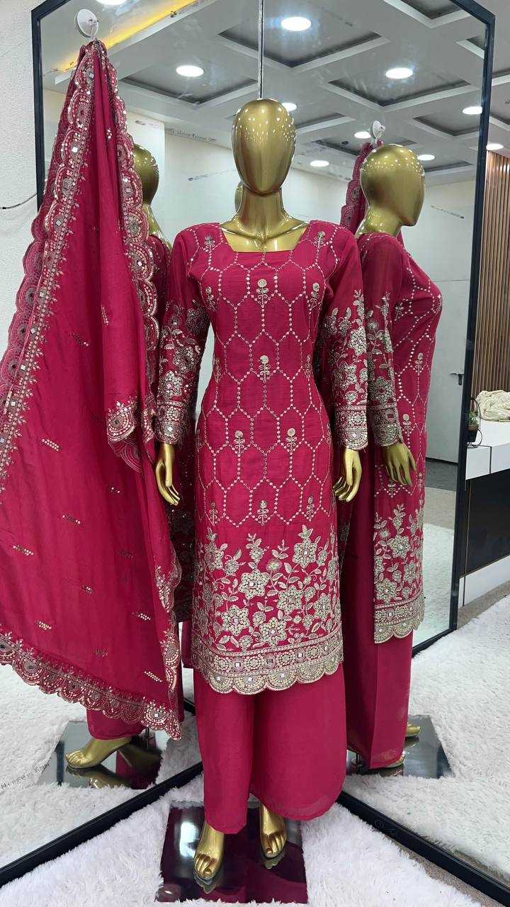 Chinon Silk Kesh121 1630 Suits & Dresses  Sharara Salwar Embroidery Ladies Silk Wedding Zari Work Diwali Collections Suits