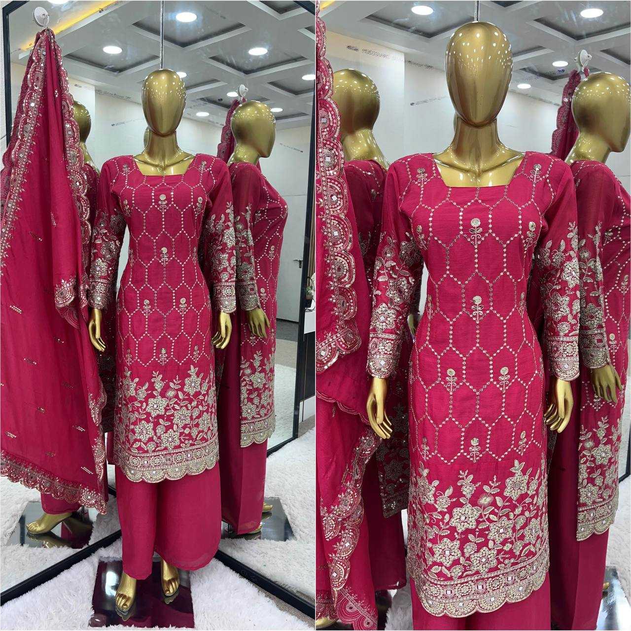 Chinon Silk Kesh121 1630 Suits & Dresses  Sharara Salwar Embroidery Ladies Silk Wedding Zari Work Diwali Collections Suits