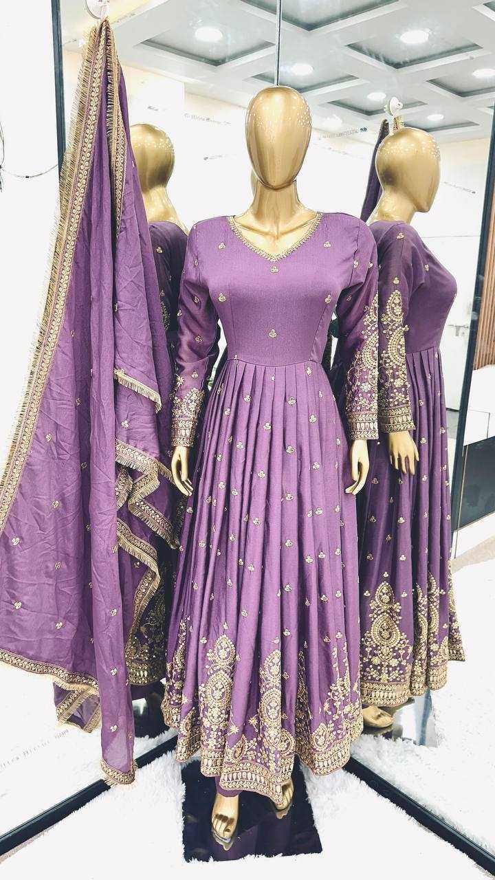 Chinon Silk Kesh121 1632 Gowns  Embroidery Anarkali Long Work Gowns