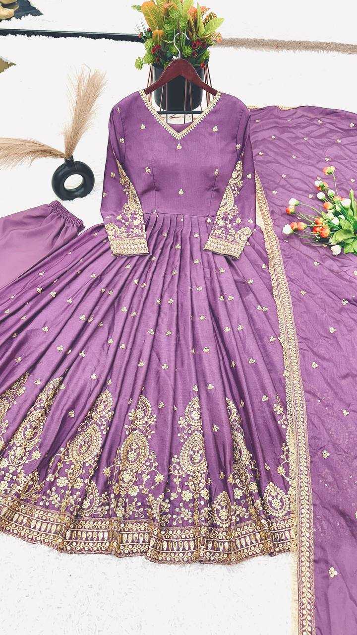 Chinon Silk Kesh121 1632 Gowns  Embroidery Anarkali Long Work Gowns