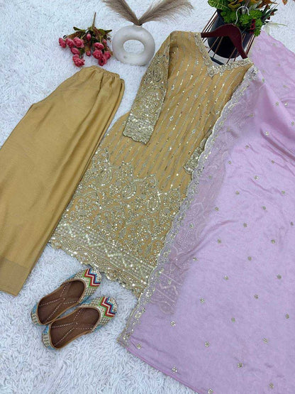 Chinon Silk Kesh121 1636 Suits & Dresses Islamic Clothing  Sharara Salwar Pakistani Embroidery Ladies Silk Zari Work Suits