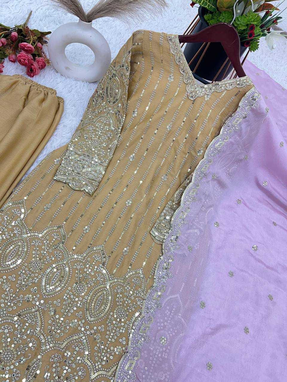 Chinon Silk Kesh121 1636 Suits & Dresses Islamic Clothing  Sharara Salwar Pakistani Embroidery Ladies Silk Zari Work Suits