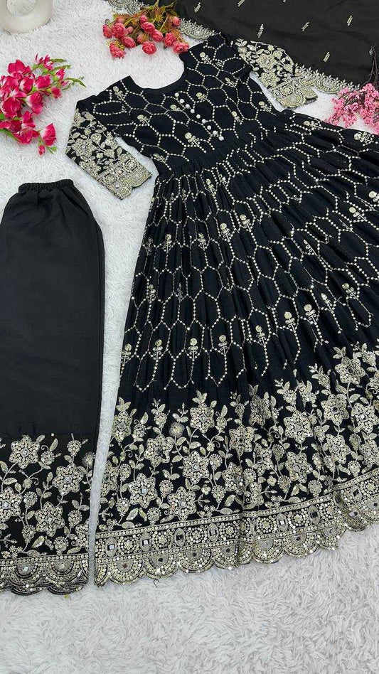 Chinon Silk Kesh121 1638 Gowns  Embroidered Anarkali Long Work Gowns