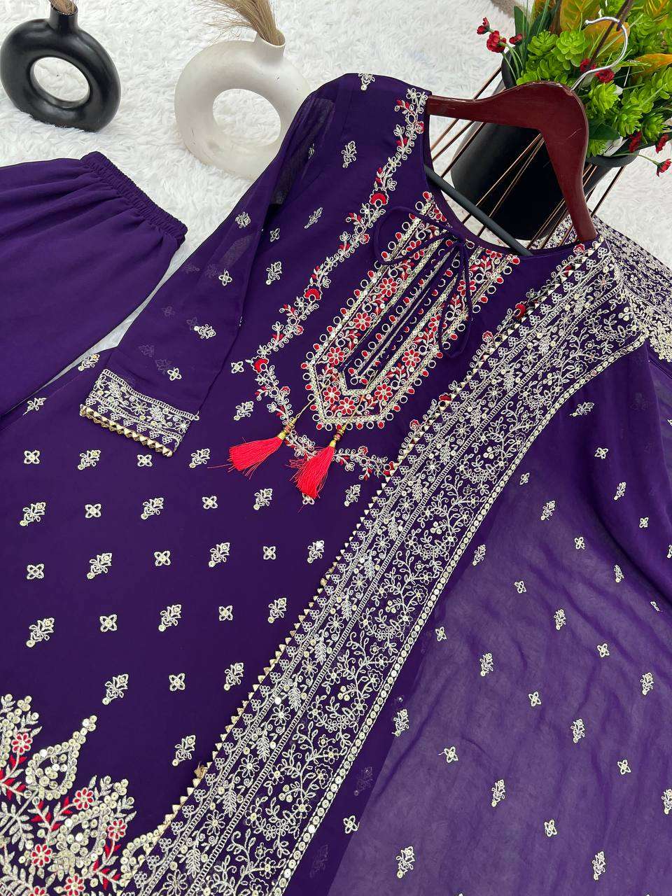 Chinon Silk Kesh121 1641 Suits & Dresses  Sharara Salwar Embroidery Ladies Silk Party Wear Wedding Diwali Collections Suits