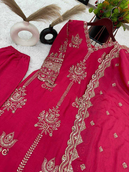 Chinon Silk Kesh121 1643 Suits & Dresses  Embroidery Ladies Silk Wedding Zari Work Diwali Collections Suits