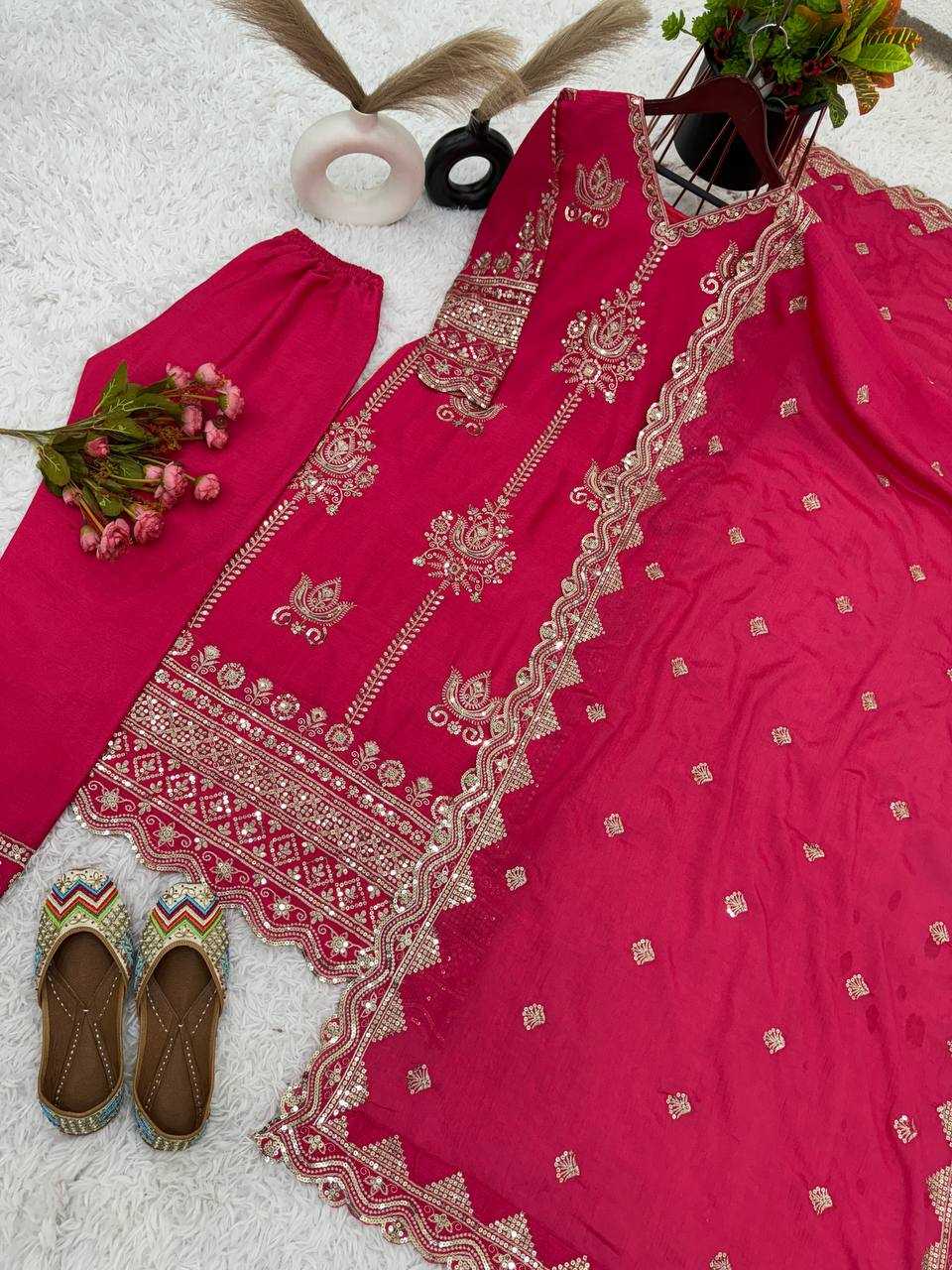 Chinon Silk Kesh121 1643 Suits & Dresses  Embroidery Ladies Silk Wedding Zari Work Diwali Collections Suits