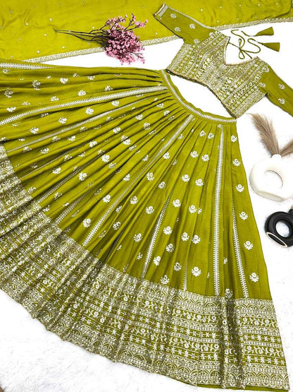 Chinon Silk Kesh122 465 Lehengas  Traditional Silk Embroidered Lehengas