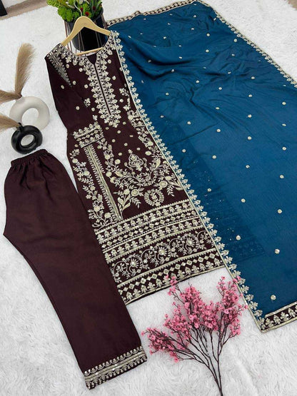 Chinon Silk Kesh122 466 Suits & Dresses Islamic Clothing  Pakistani Embroidery Ladies Silk Wedding Suits