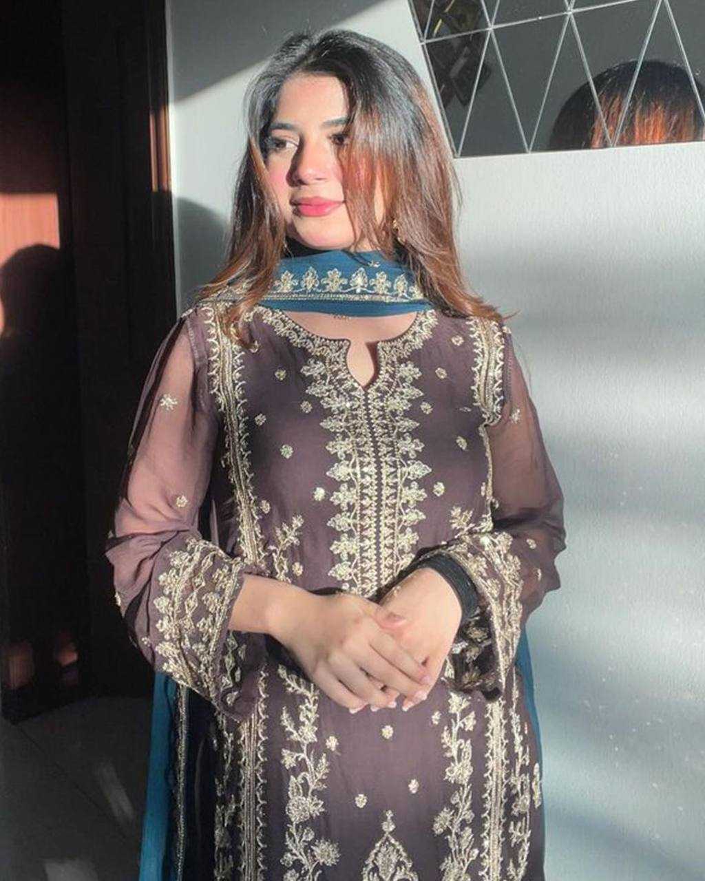 Chinon Silk Kesh122 466 Suits & Dresses Islamic Clothing  Pakistani Embroidery Ladies Silk Wedding Suits