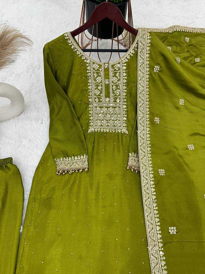 Chinon Silk Kesh122 467 Suits & Dresses  Ladies Embroidery Palazzo Ladies Silk Suits