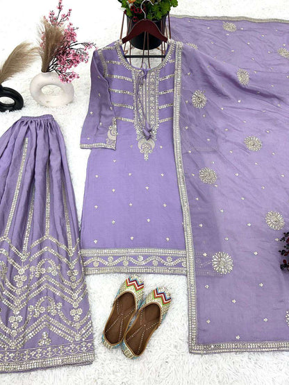 Chinon Silk Kesh122 476 Suits & Dresses Islamic Clothing  Sharara Salwar Pakistani Embroidery Ladies Silk Suits