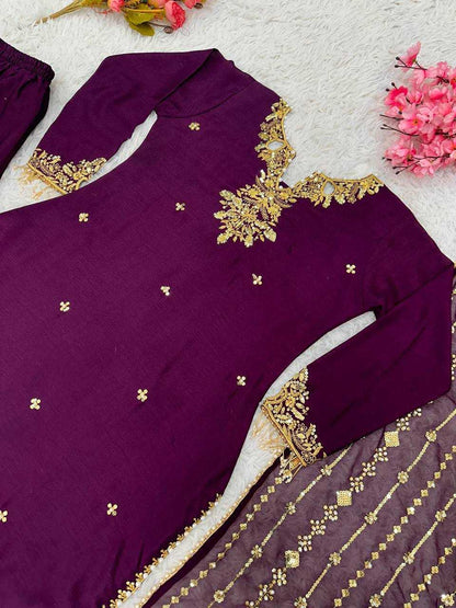 Chinon Silk Kesh122 487 Suits & Dresses  Ladies Embroidery Ladies Silk Suits