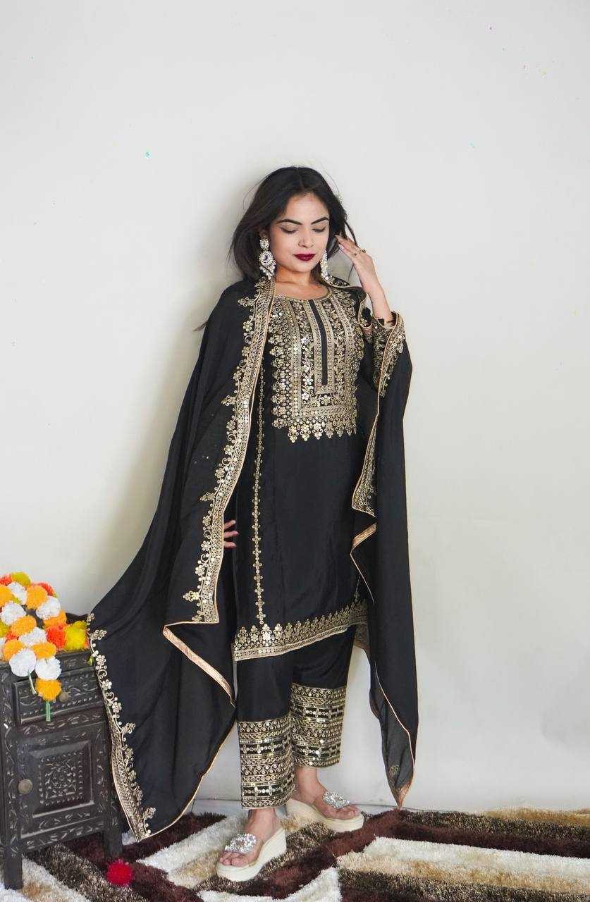 Chinon Silk Kesh123 5151 Suits & Dresses Islamic Clothing  Pakistani Embroidery Party Wear Ladies Silk Suits