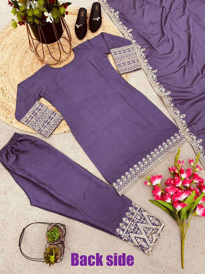 Chinon Silk Kesh123 5151 Suits & Dresses Islamic Clothing  Pakistani Embroidery Party Wear Ladies Silk Suits