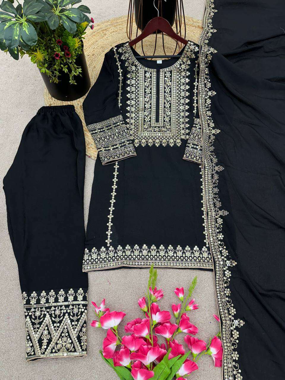 Chinon Silk Kesh123 5151 Suits & Dresses Islamic Clothing  Pakistani Embroidery Party Wear Ladies Silk Suits