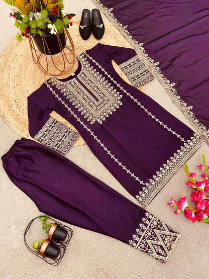 Chinon Silk Kesh123 5151 Suits & Dresses Islamic Clothing  Pakistani Embroidery Party Wear Ladies Silk Suits