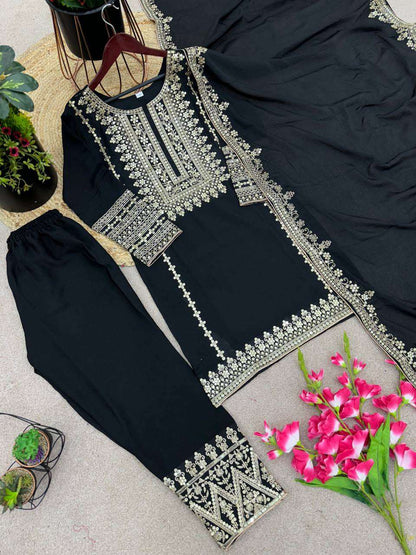 Chinon Silk Kesh123 5151 Suits & Dresses Islamic Clothing  Pakistani Embroidery Party Wear Ladies Silk Suits