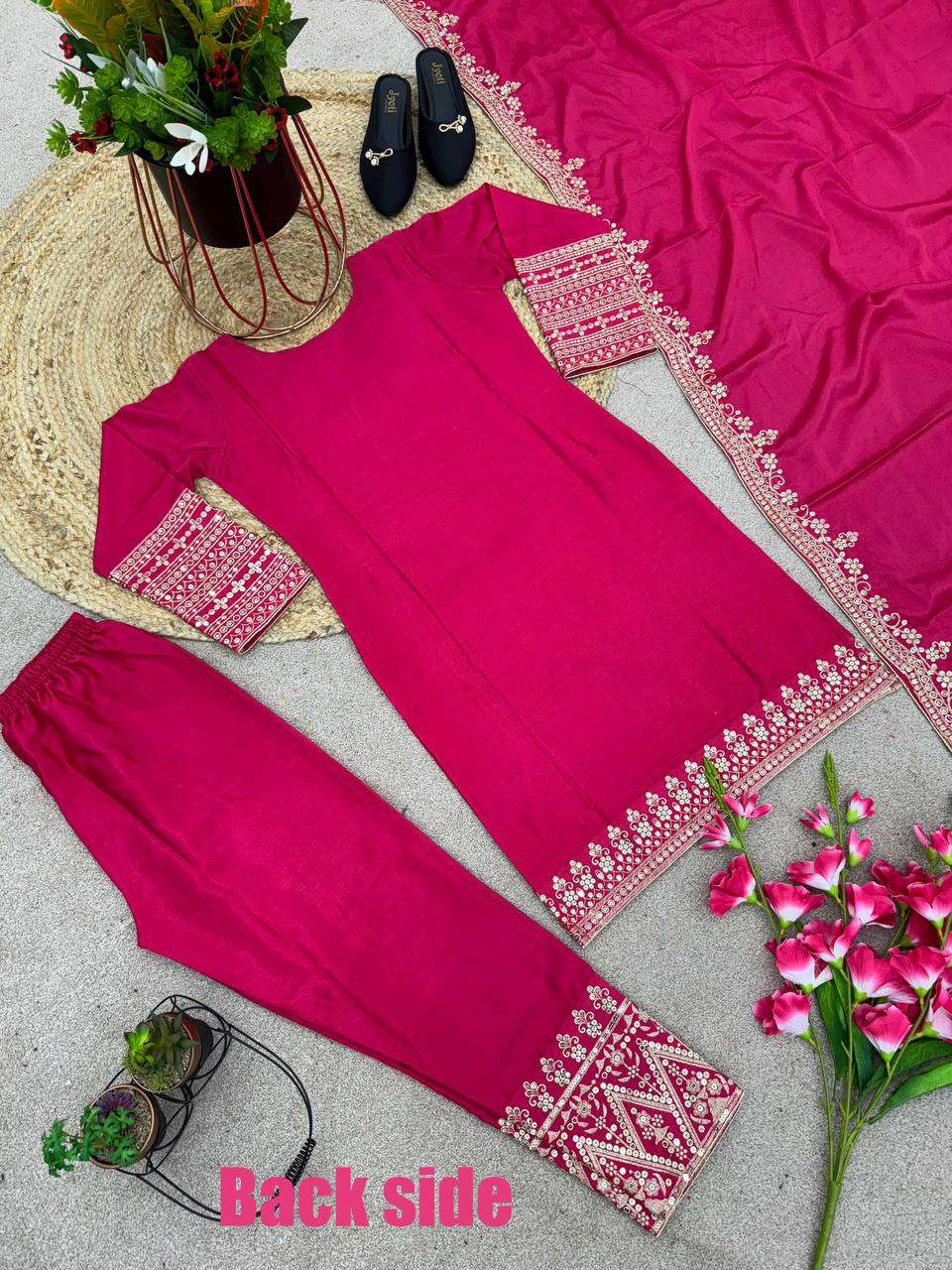 Chinon Silk Kesh123 5151 Suits & Dresses Islamic Clothing  Pakistani Embroidery Party Wear Ladies Silk Suits