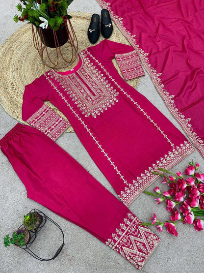 Chinon Silk Kesh123 5151 Suits & Dresses Islamic Clothing  Pakistani Embroidery Party Wear Ladies Silk Suits