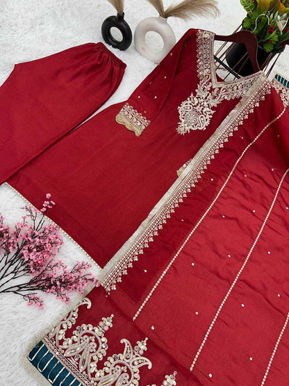 Chinon Silk Kesh123 5153 Suits & Dresses Islamic Clothing  Pakistani Embroidery Ladies Silk Suits